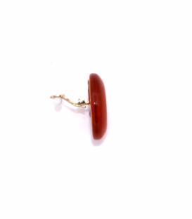 Oorclips | Ronde oranje resin oorclips | Clip oorbellen zonder gaatjes