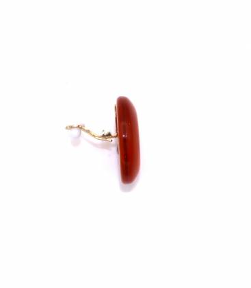 Oorclips | Ronde oranje resin oorclips | Clip oorbellen zonder gaatjes
