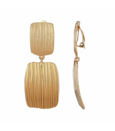 Oorclips | Goudkleurige oorclips met streepmotief | Elegante clip oorbellen