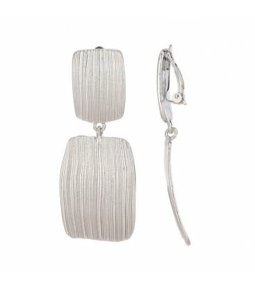 Oorclips | Zilverkleurige oorclips met streepmotief | Elegante clip oorbellen