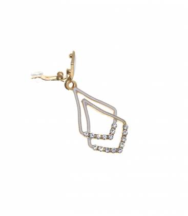 Oorclips wit met een dubbele hanger en stass steentjes