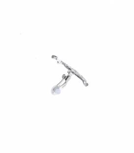 Zilverkleurige oorclips blad strass | modieuze clip oorbellen