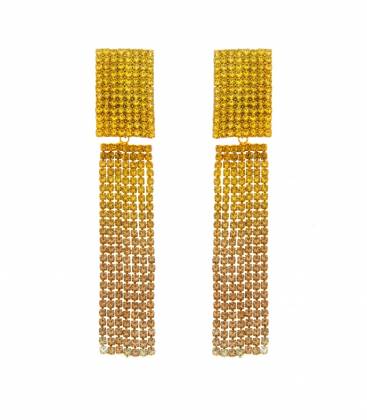 Oorclips geel met strass steentjes | Sprankelende fashion oorclips