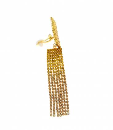 Oorclips geel met strass steentjes | Sprankelende fashion oorclips