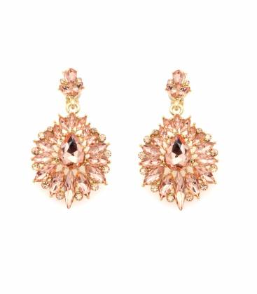 Goudkleurige oorclips | Elegante rosegold glas steentjes