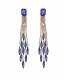 Lange oorclips | Goudkleurige lange oorclips met blauwe glas steentjes