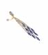 Lange oorclips | Goudkleurige lange oorclips met blauwe glas steentjes