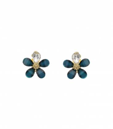 Oorclips bloem | blauwe bloem clip oorclips