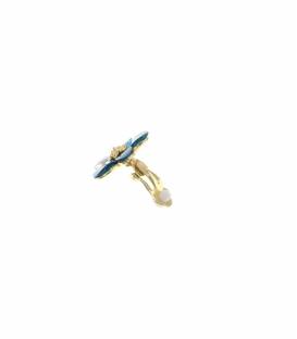 Oorclips bloem | blauwe bloem clip oorclips