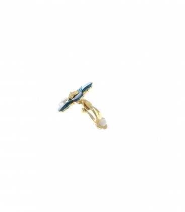 Oorclips bloem | blauwe bloem clip oorclips
