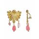 Goudkleurige oorclips met roze kraaltjes