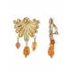 Oorclips goudkleurig met oranje kraaltjes