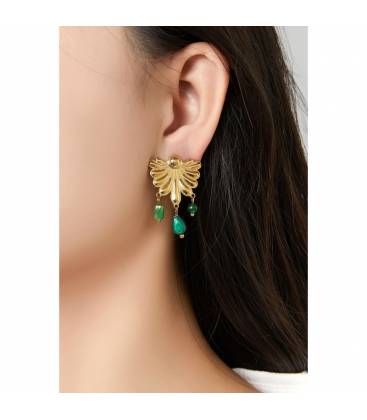 Oorclips goudkleurig blauwe kraaltjes | sieraad fashion statement