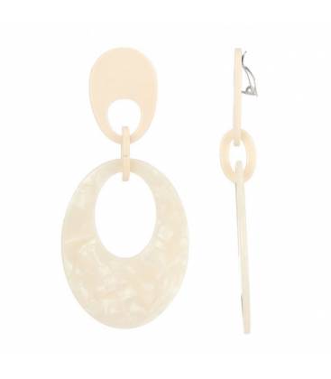 Oorclips | Creme oorclips met een effen oorstukje | Fashion sieraden