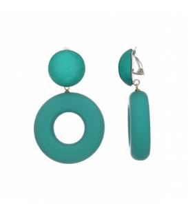 Oorclips | blauw groenige oorclips met hars rubber effect