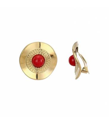 Oorclips met rood steentje Fashion sieraden glans Oorclips