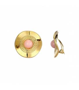 Oorclips Goudkleurige oorclips met een licht roze steentje Elegante fashion look Comfortabele clip oorbellen