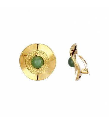 Oorclips | goudkleurige oorclips met groen steentje stijlvol & trendy