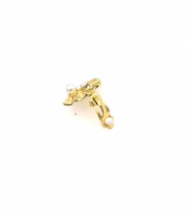 Oorclips | parel waaier oorclips goud | chic accessoires