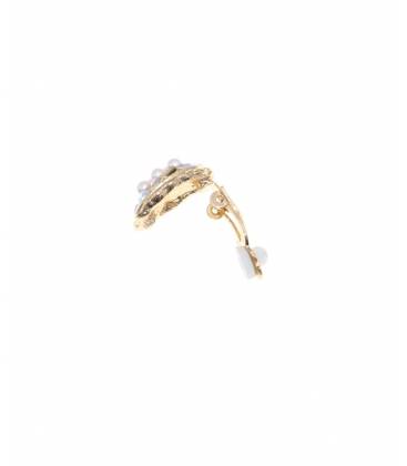 Oorclips | strass parel oorclips goudkleurig | chic sieraden