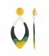 Oorclips met ovale hanger | Gekleurde oorclips met geel accent