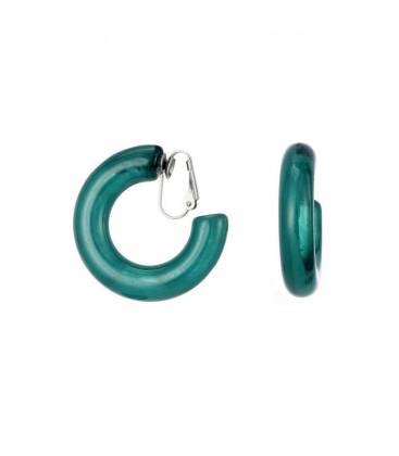 Oorclips donker groene creolen | Donkergroene creolen zonder gaatjes | Fashion groene oorclips