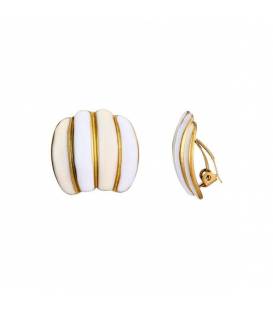 Oorclips | 2 tinten wit en goudkleurige strepen | Elegante fashion accessoires