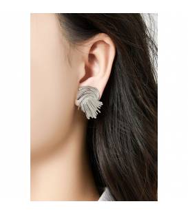 Oorclips | zilverkleurige oorclip met patroon | stijlvolle fashion sieraden