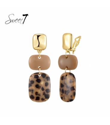 Oorclips | Goud met panterprint | Bruintinten en beige