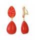 Oorclips | Rood met druppelvorm | Goudkleurig accent