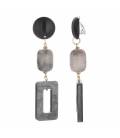 Oorclips zwart grijs met marmerlook en open hanger