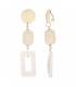 Oorclip | Creme kleurig lang model | Geometrische hanger