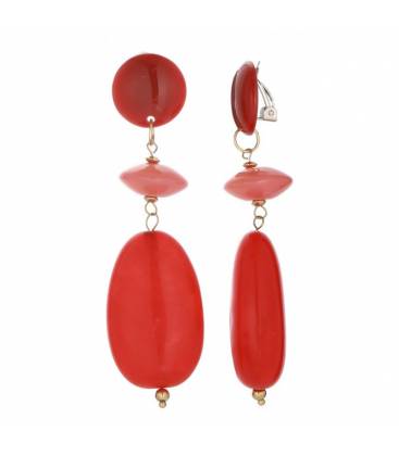 Oorclips | Rood en koraal met glans | Statement zonder gaatjes