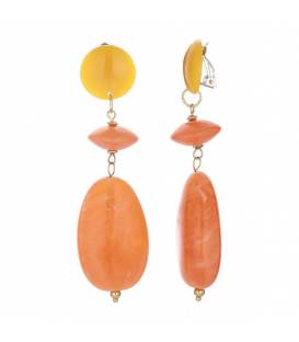 Oorclips | Oranje marmerlook | Zomerse statement stijl
