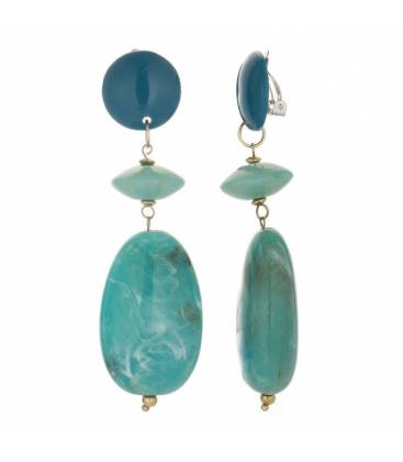 Oorclips | Turquoise en zeeblauw | chic met een marmerlook