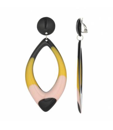 Oorclips zwart geel roze | Multicolor oorclips statement