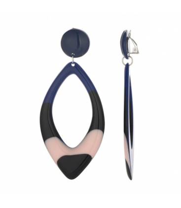 Oorclips | marineblauw zwart roze fashion statement