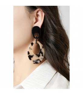 Oorclips | Turquoise ovale hanger | Marmerlook kunststof