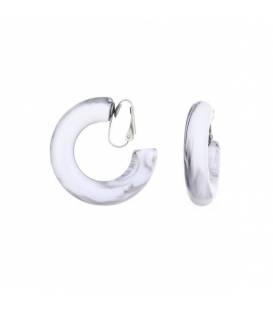 Oorclips creolen hanger | wit grijze creolen | fashion sieraden