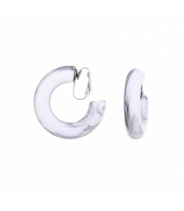 Oorclips creolen hanger | wit grijze creolen | fashion sieraden