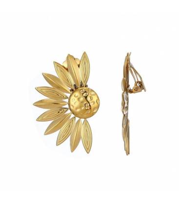 Oorclips | halve bloem oorclip goudkleurig | trendy fashion