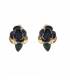 Oorclips | Blauwe bloem met goudkleur en groen accent