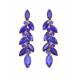 Prachtige blauwe lange oorclips met glas steentjes in goudkleurige setting