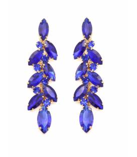 Oorclips | blauwe glas steentjes | Goudkleurige basis