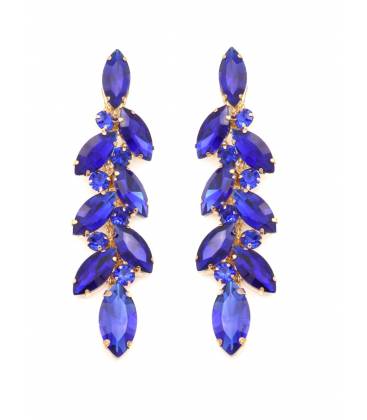 Oorclips | blauwe glas steentjes | Goudkleurige basis