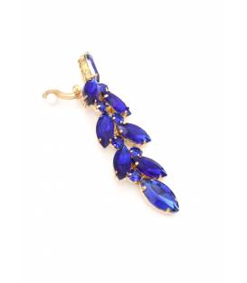 Oorclips | blauwe glas steentjes | Goudkleurige basis