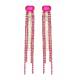 Oorclips roze met strengen van glas steentjes