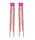 Oorclips roze met strengen van glas steentjes
