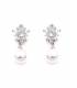 Oorclips | Zilverkleurige kristal met parel | Elegant design