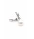 Oorclips | Zilverkleurige kristal met parel | Elegant design
